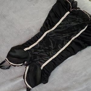 La vie en rose black satin teddy lingerie